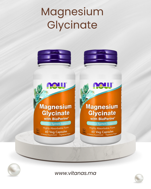 NOW Foods, Glycinate de magnésium avec BioPerine®, 60 capsules végétariennes