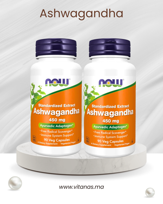 NOW Foods, Ashwagandha, Extrait standardisé, 450 mg, 90 capsules végétariennes